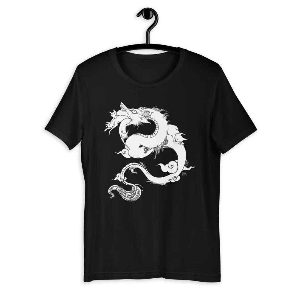 Dragon With Cats, Unisex T-Shirt, Black - Image 4