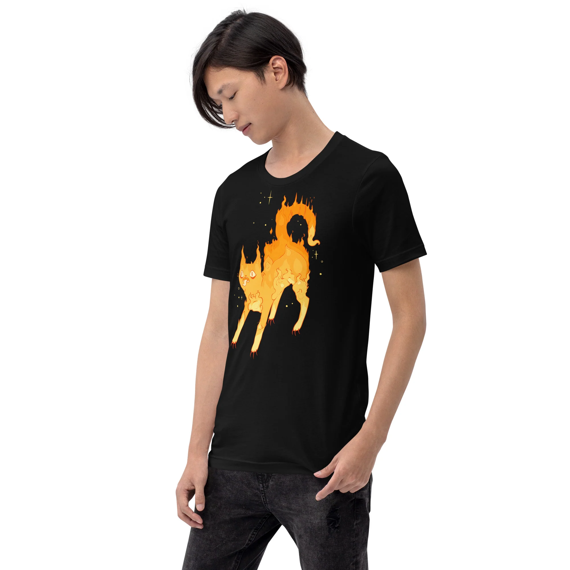 Fire Cat, Unisex T-Shirt - Image 4