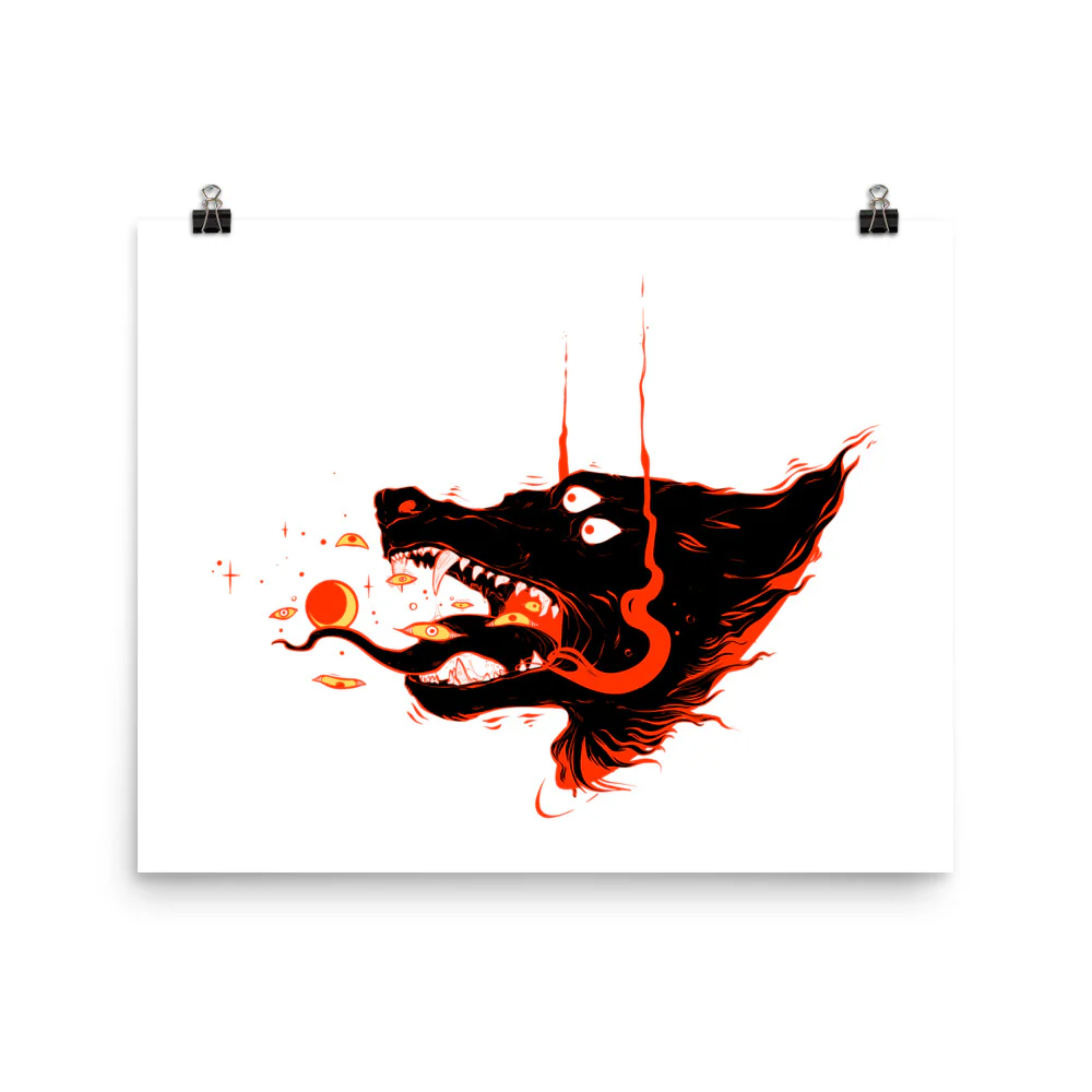 Fire Wolf On Light, Matte Art Print Poster - Image 2