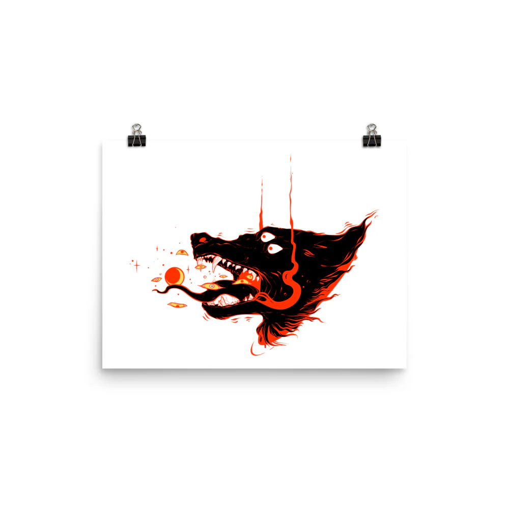 Fire Wolf On Light, Matte Art Print Poster - Image 3
