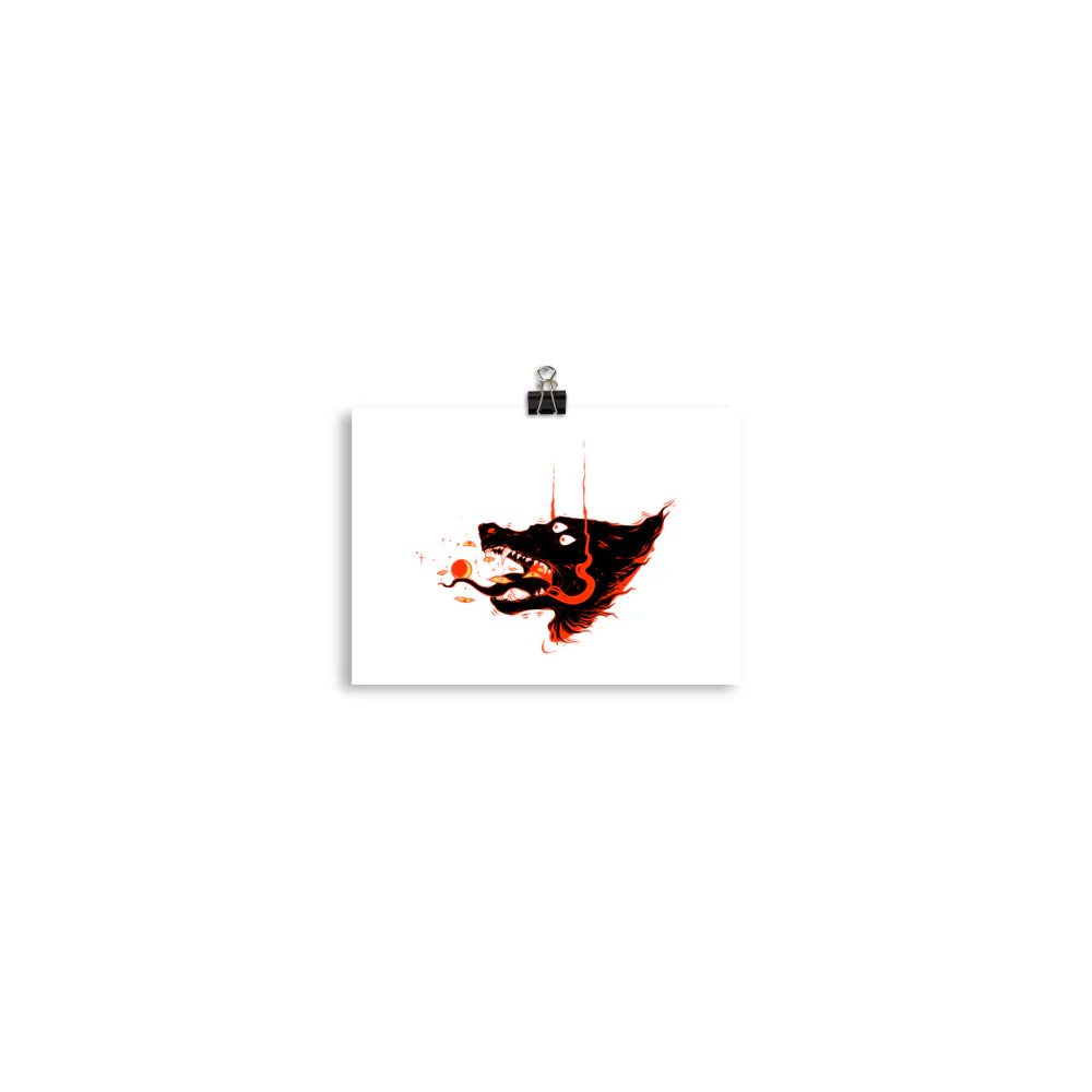 Fire Wolf On Light, Matte Art Print Poster - Image 4