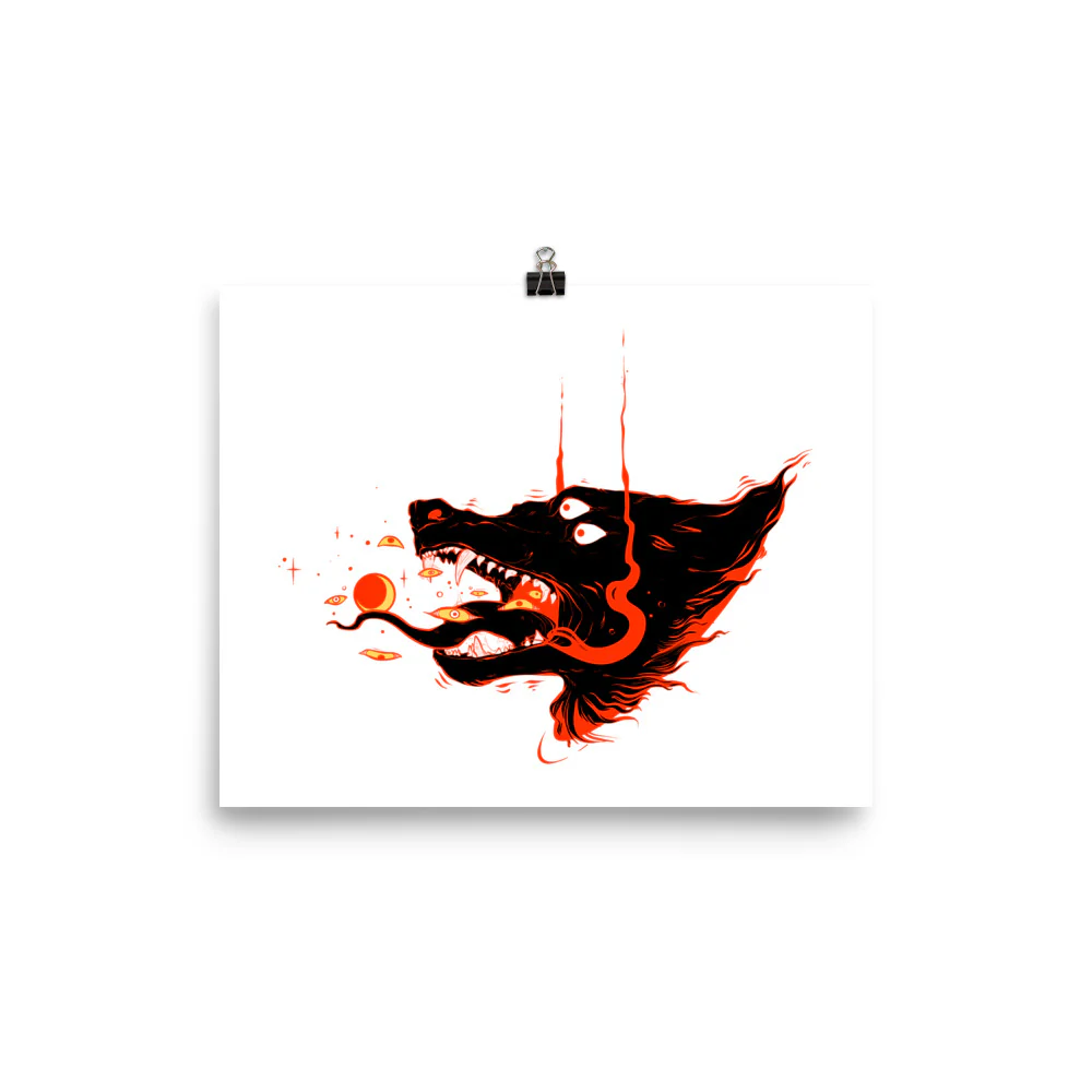 Fire Wolf On Light, Matte Art Print Poster - Image 5