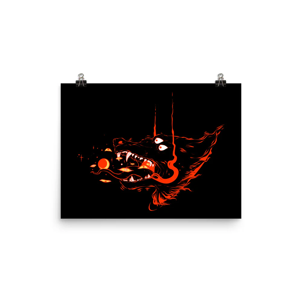 Fire Wolf On Dark, Matte Art Print Poster - Image 3