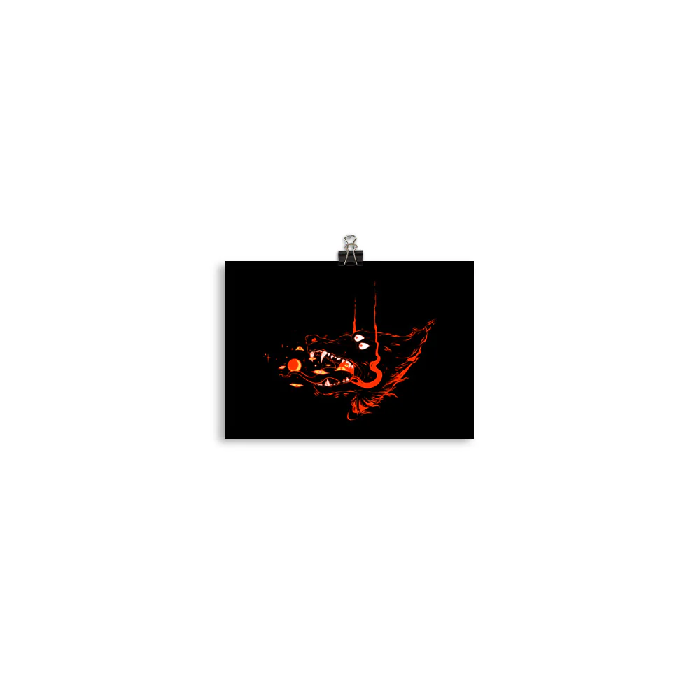 Fire Wolf On Dark, Matte Art Print Poster - Image 4