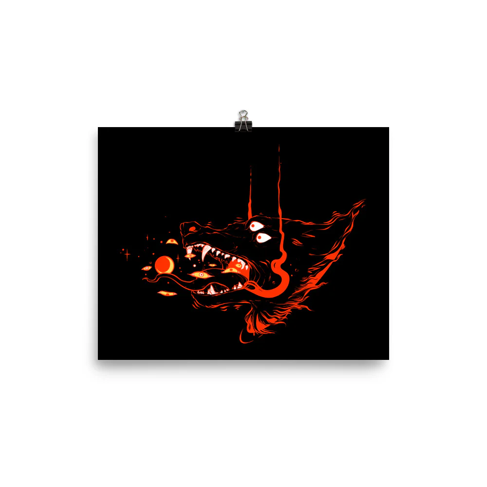 Fire Wolf On Dark, Matte Art Print Poster - Image 5