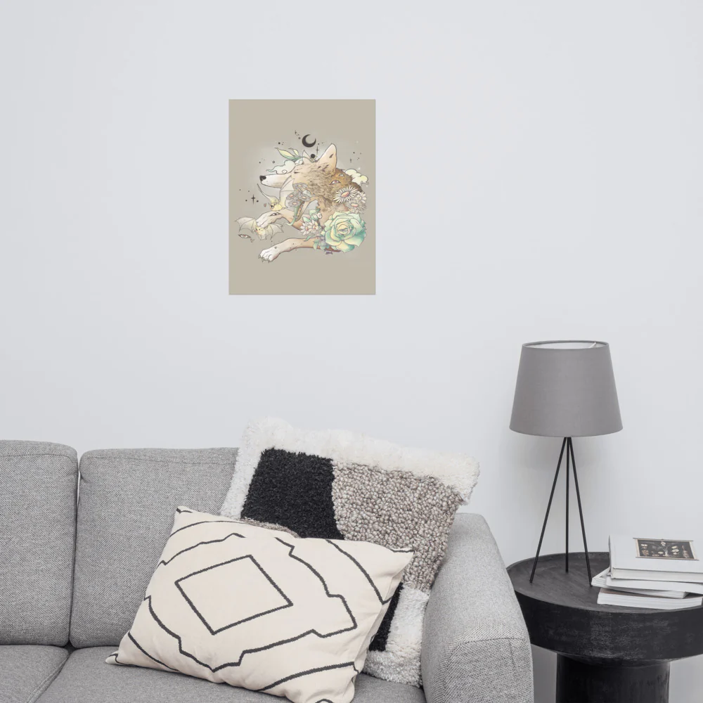 Fox And Bats, Matte Art Print Poster - Image 12