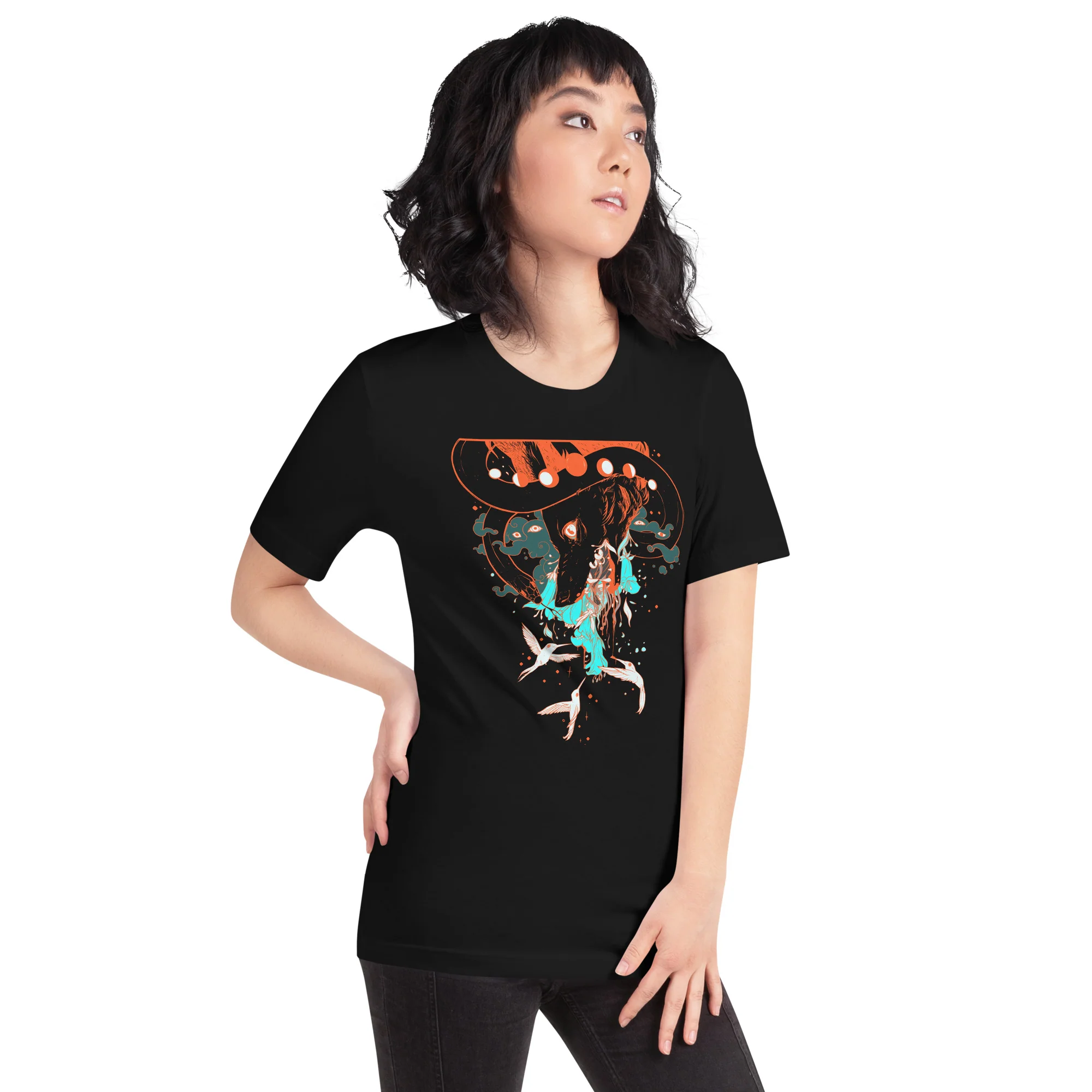 Fox And Hummingbirds, Unisex T-Shirt - Image 2