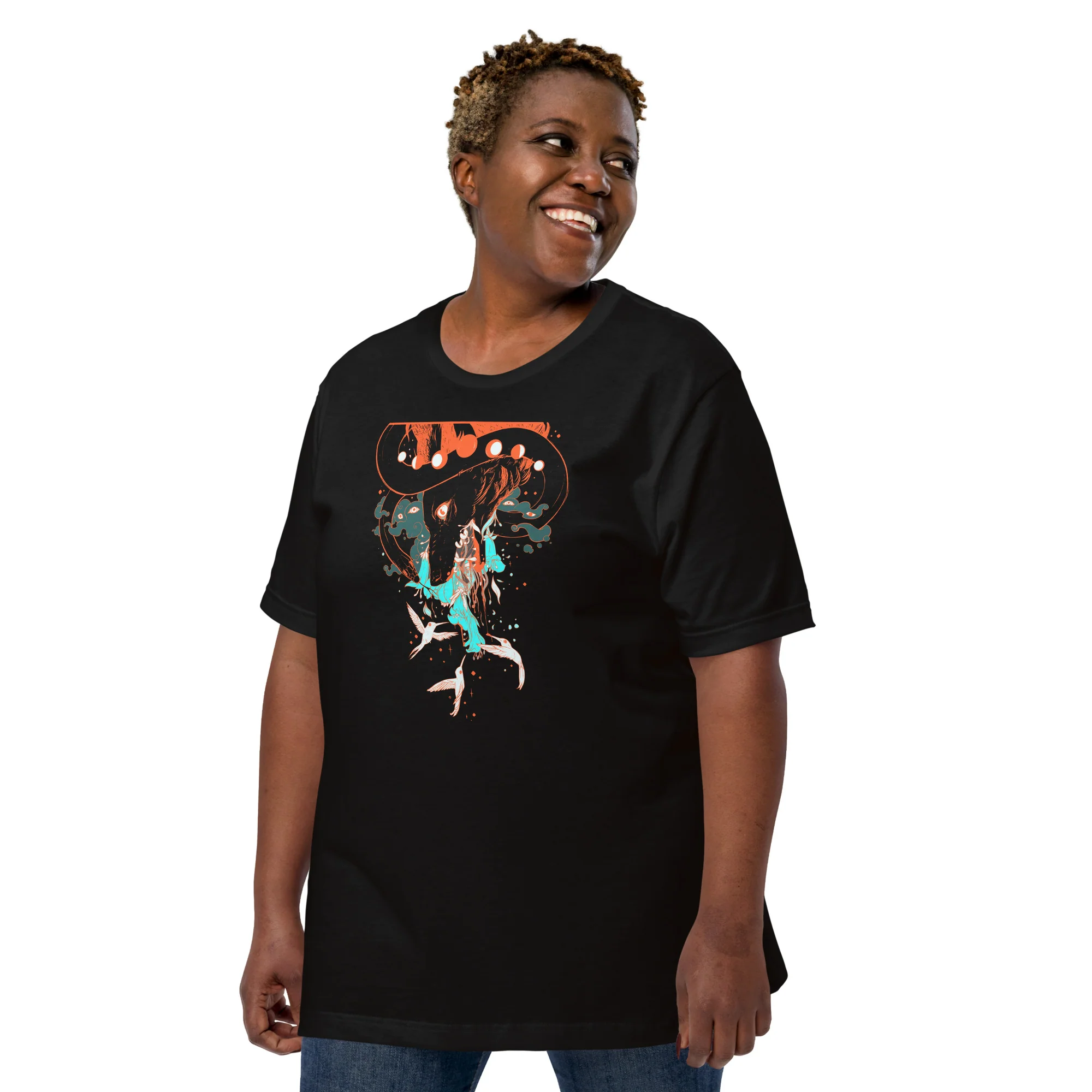 Fox And Hummingbirds, Unisex T-Shirt - Image 5