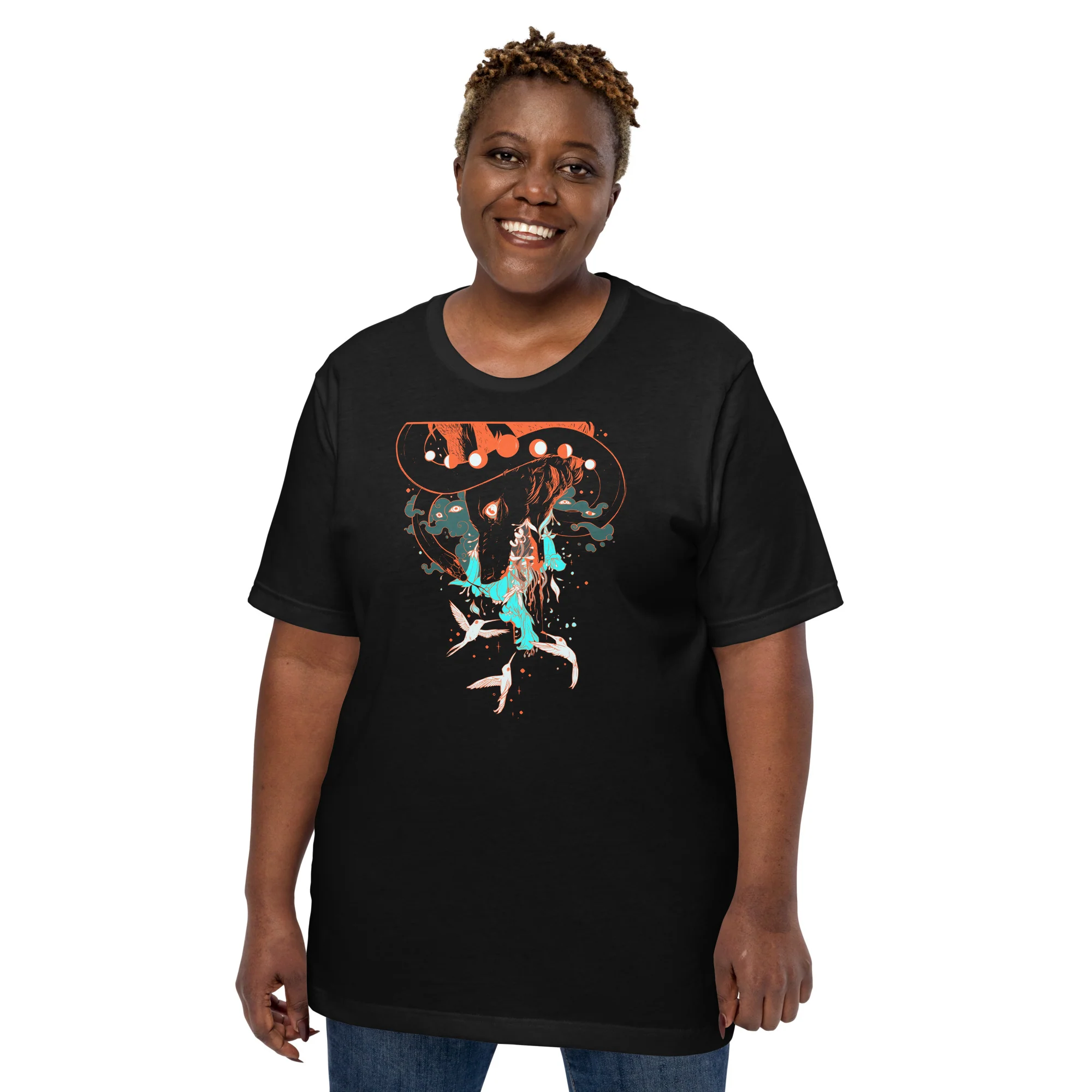 Fox And Hummingbirds, Unisex T-Shirt - Image 8