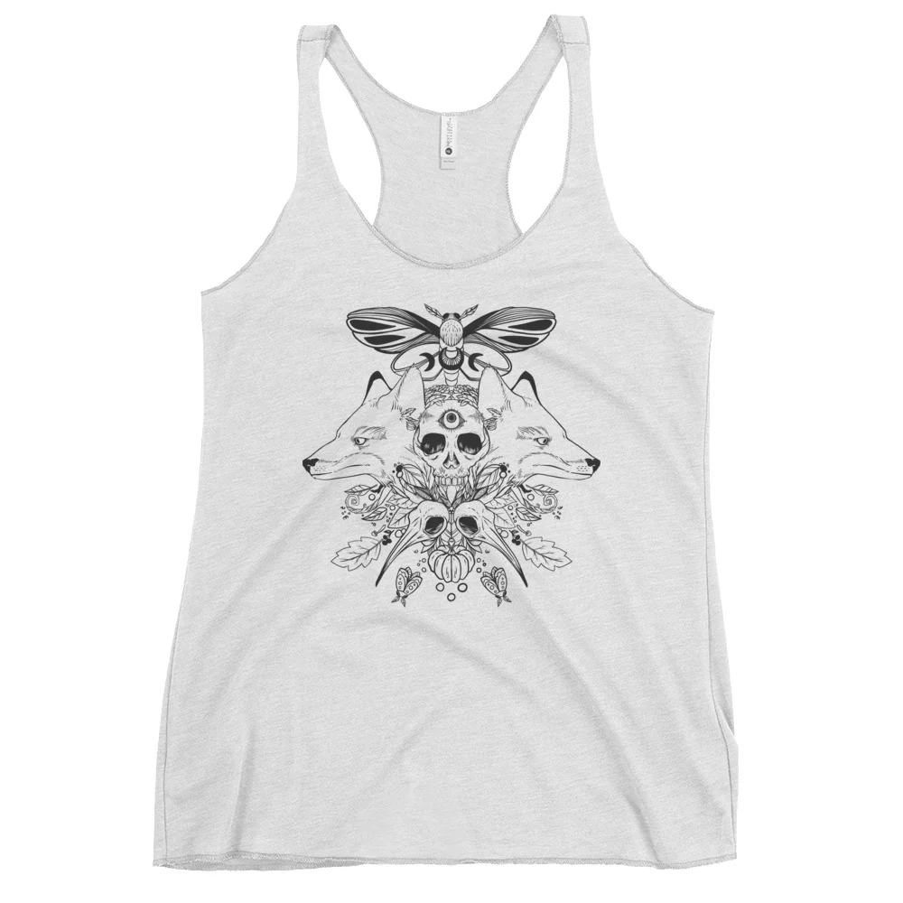 Foxes And Skull, Racerback Tank Top - Image 3
