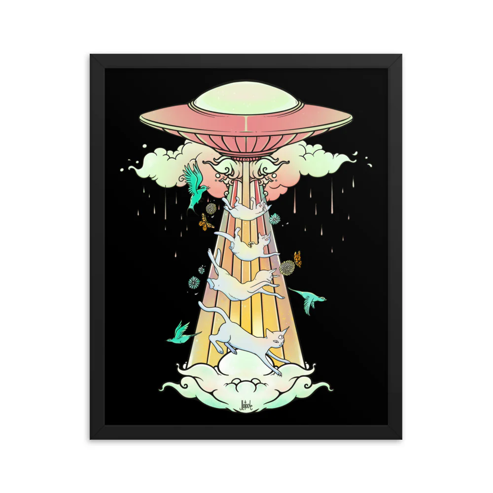 UFO And Cats, Framed Art Print - Image 2