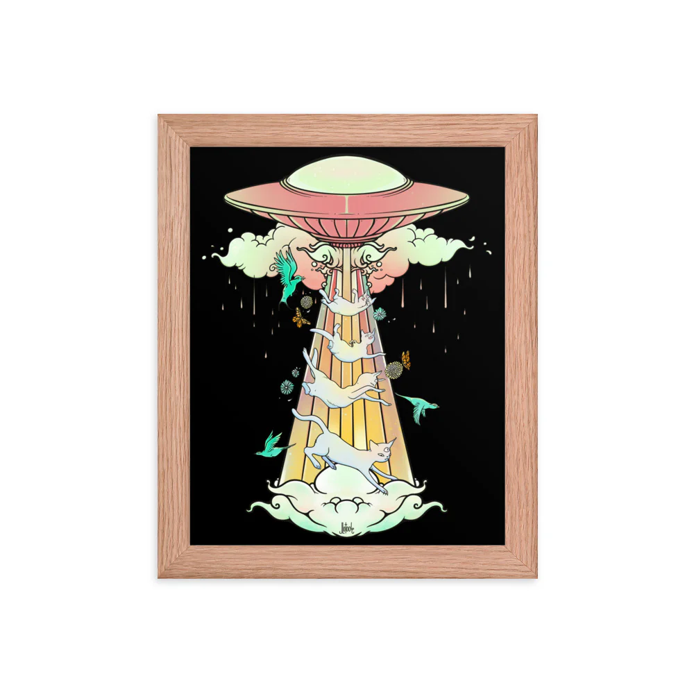 UFO And Cats, Framed Art Print - Image 3
