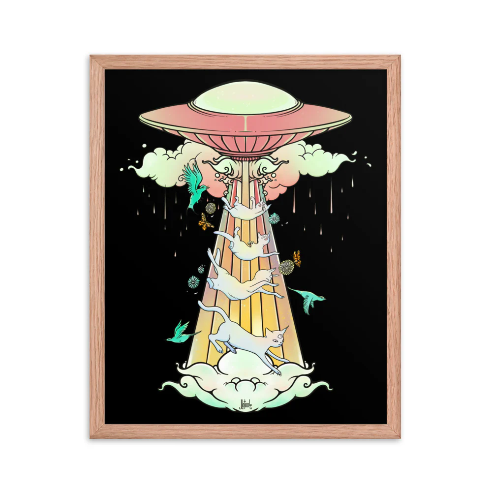 UFO And Cats, Framed Art Print - Image 4