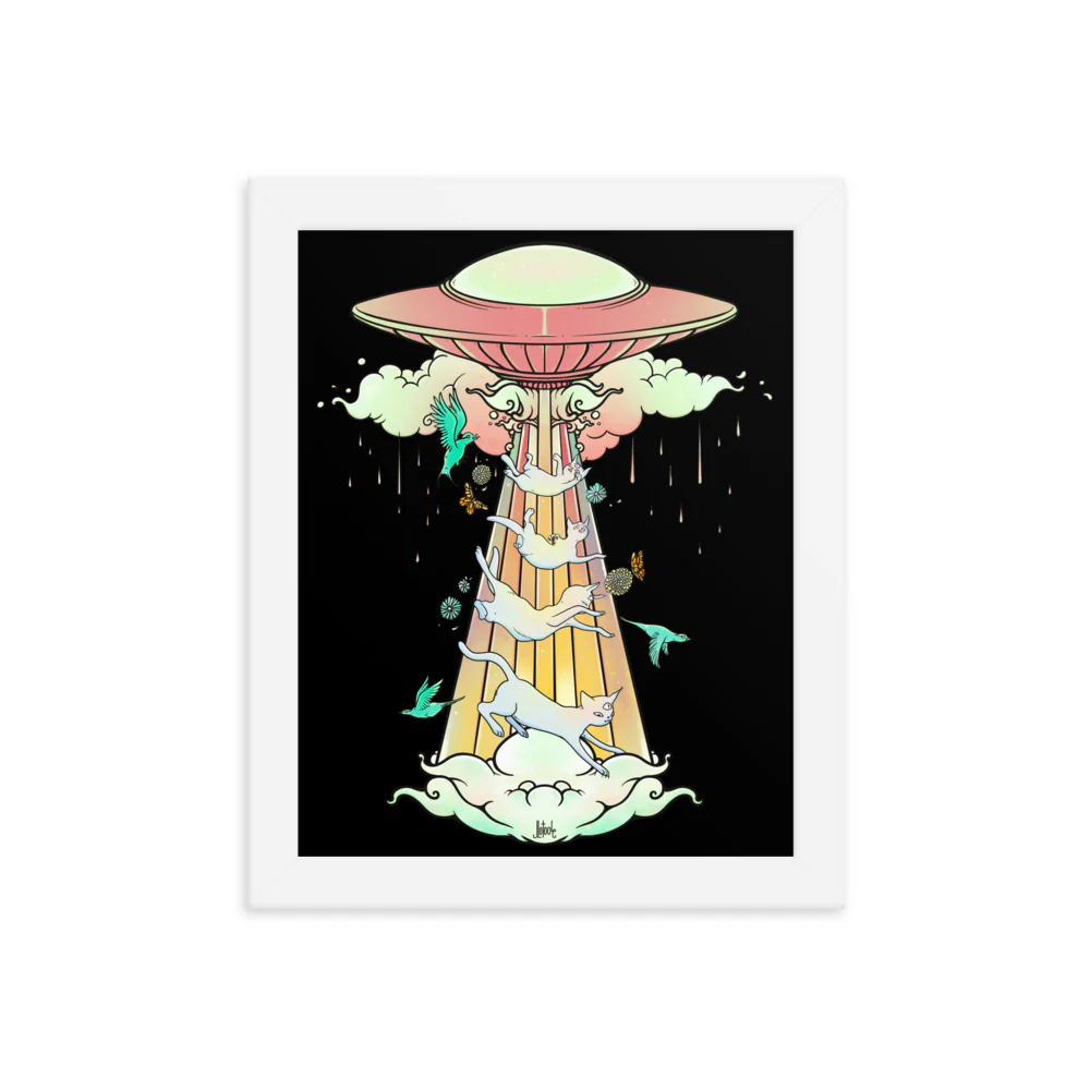 UFO And Cats, Framed Art Print - Image 5