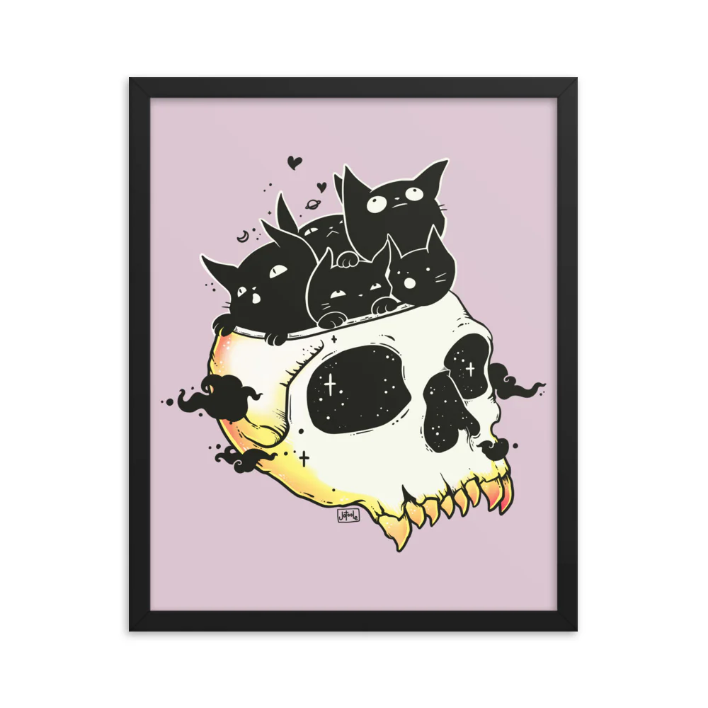 Skull Full Of Cats, Framed Art Print - Image 2