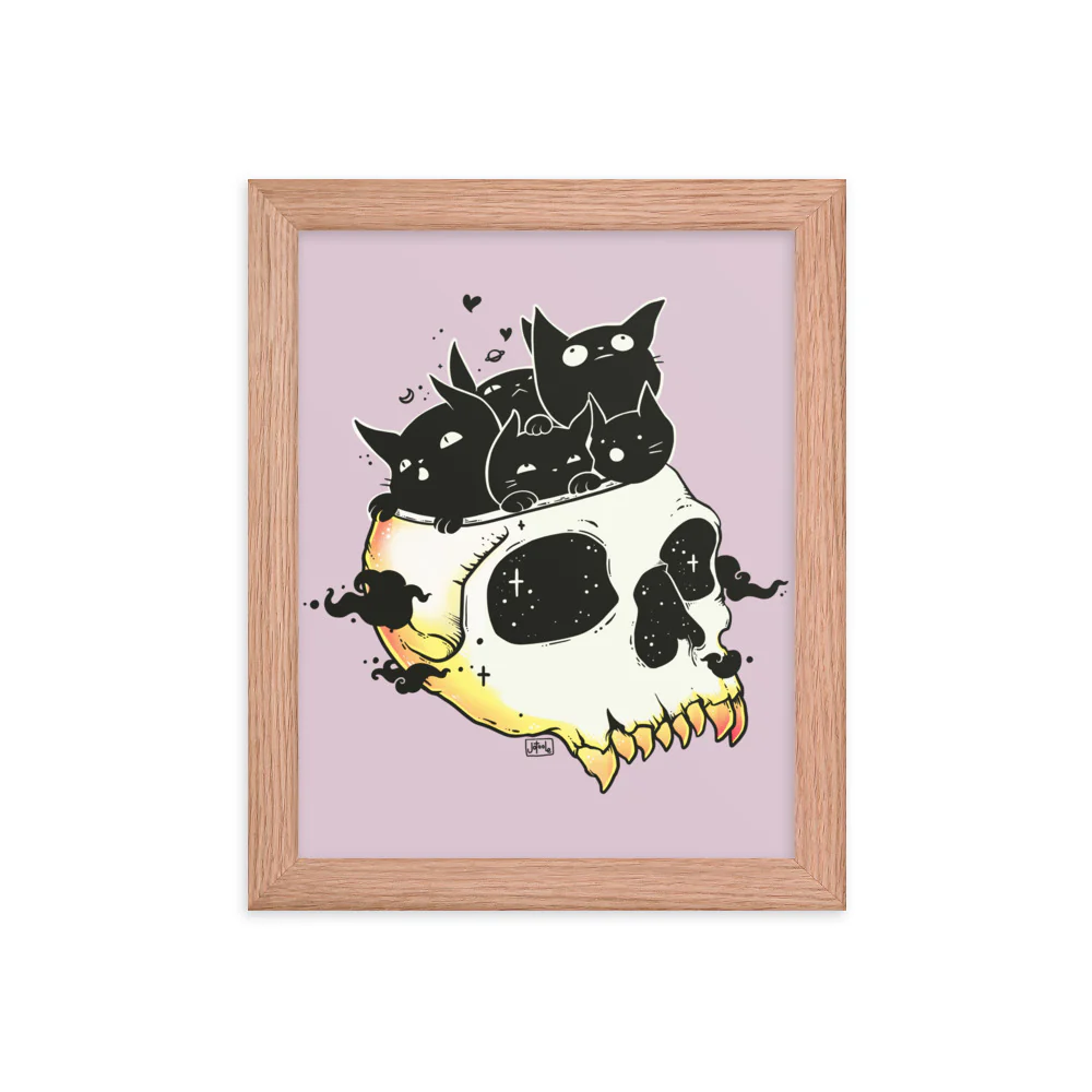 Skull Full Of Cats, Framed Art Print - Image 3