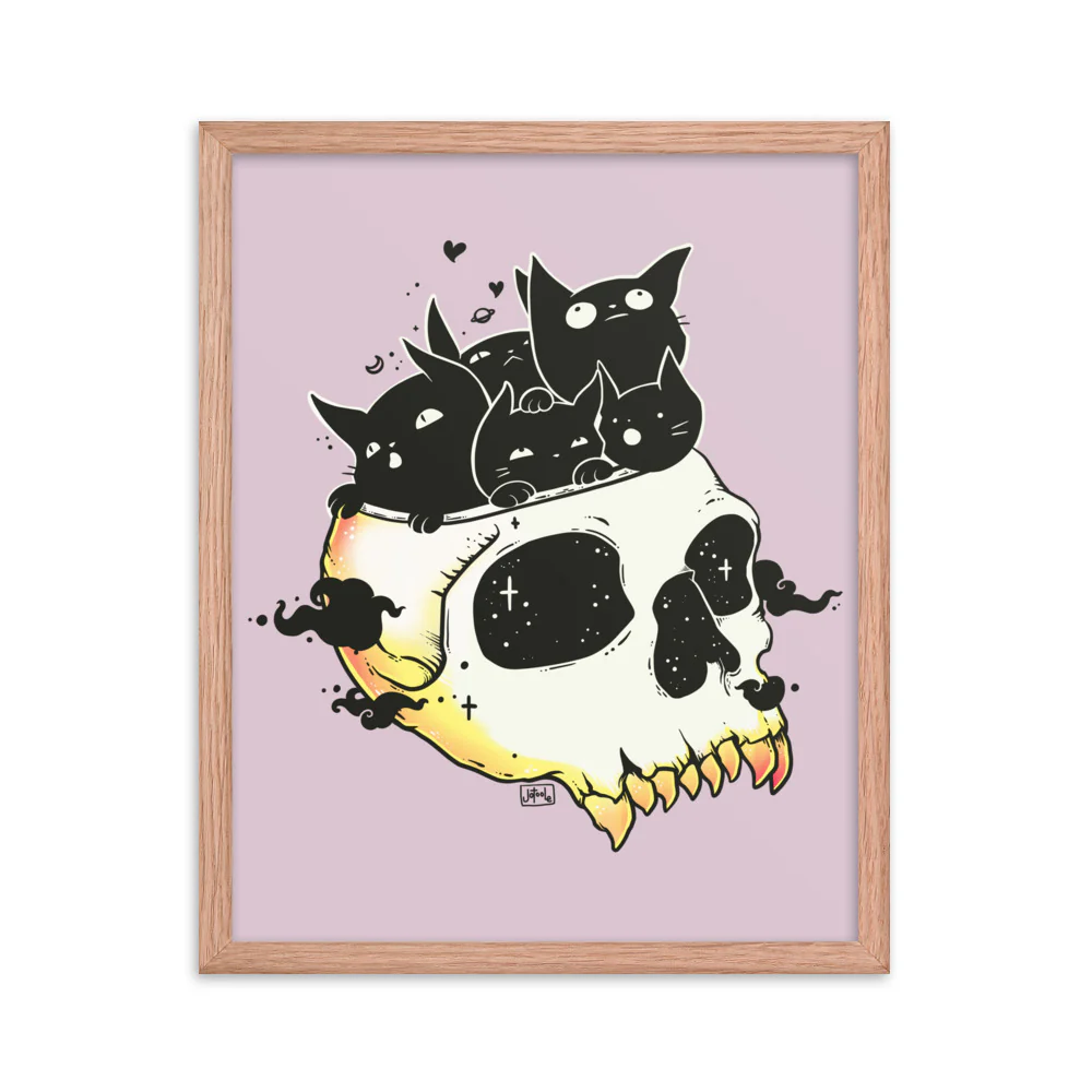 Skull Full Of Cats, Framed Art Print - Image 4