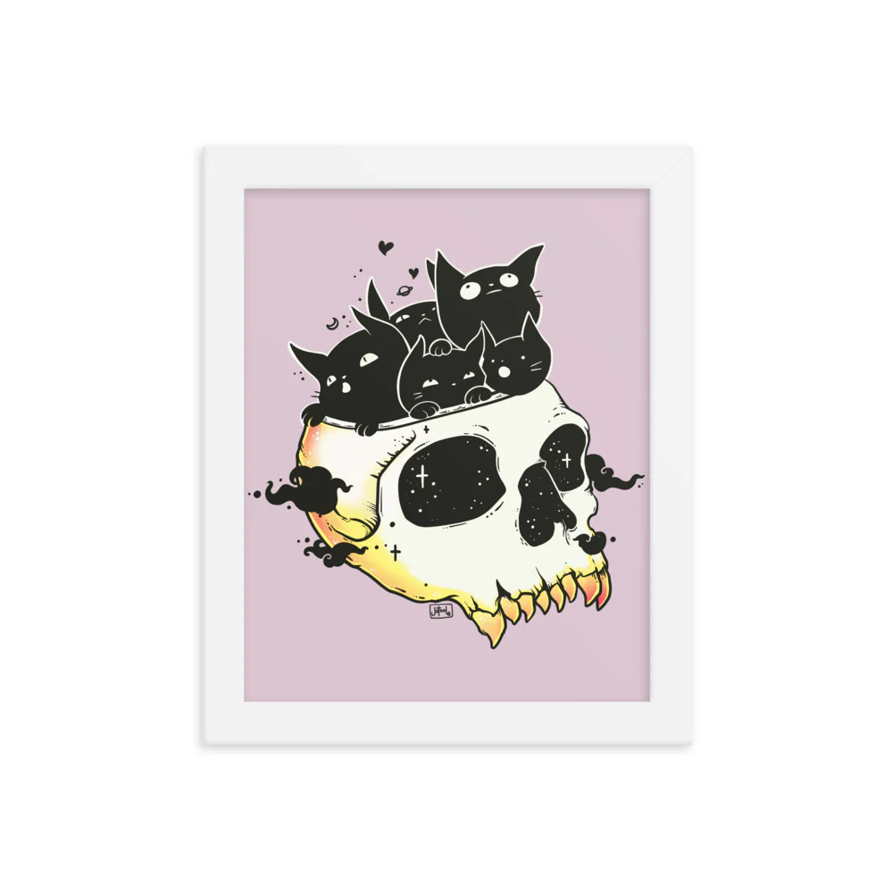 Skull Full Of Cats, Framed Art Print - Image 5
