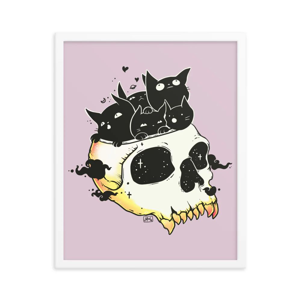 Skull Full Of Cats, Framed Art Print - Image 6