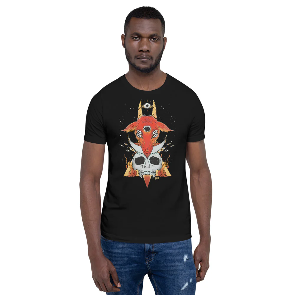 Goat & Skull, Unisex T-Shirt, Black - Image 3