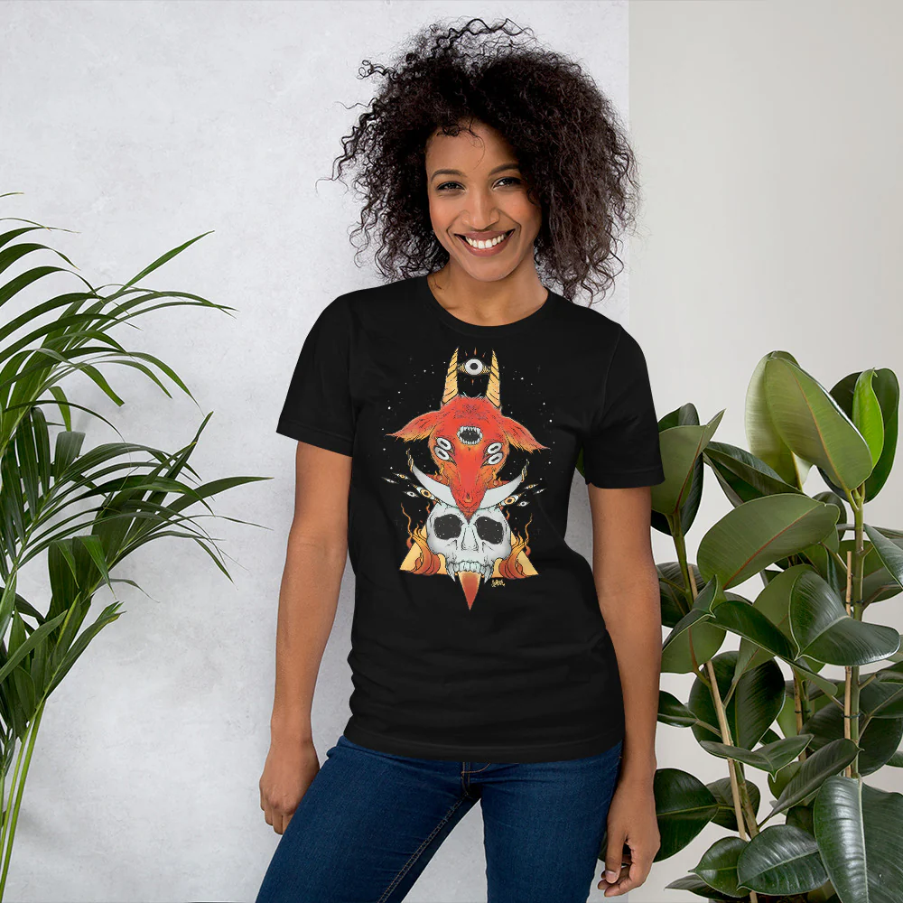 Goat & Skull, Unisex T-Shirt, Black - Image 4