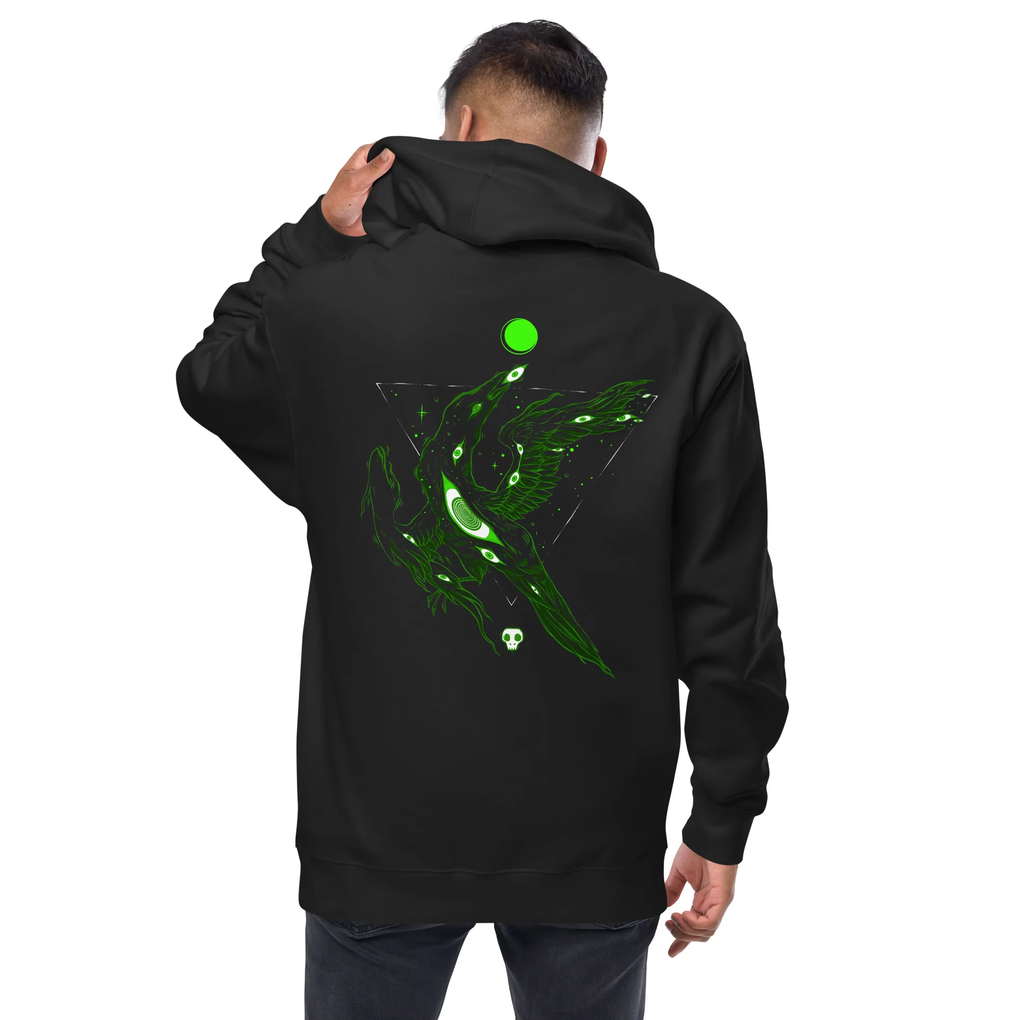Green Crow, Unisex Fleece Zip-Up Hoodie - Image 4