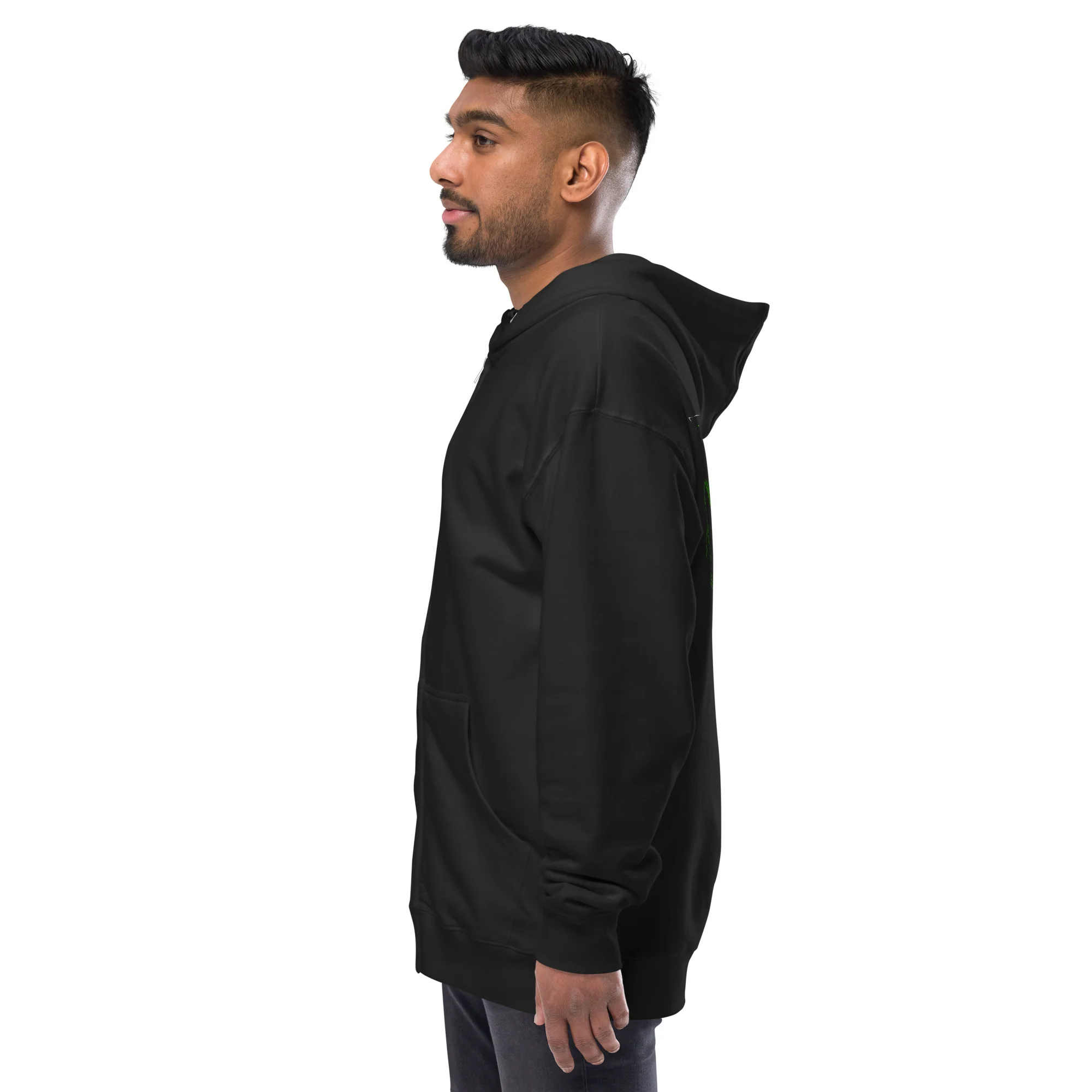 Green Crow, Unisex Fleece Zip-Up Hoodie - Image 7