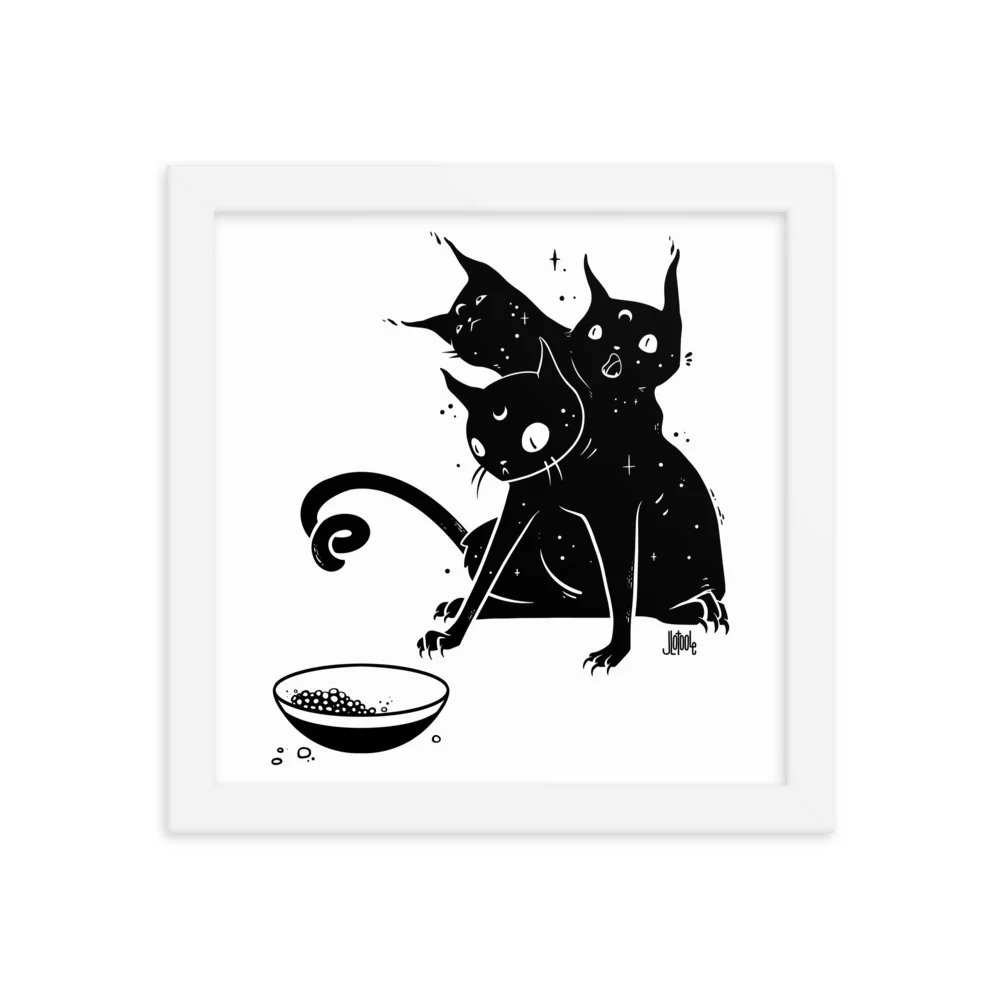 Hungry Three Headed Cat, Framed Art Print - Image 10
