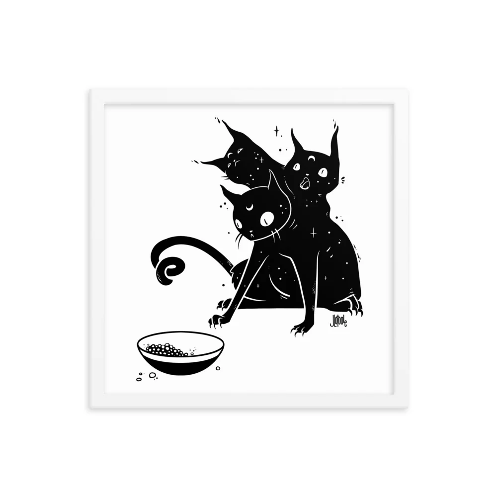 Hungry Three Headed Cat, Framed Art Print - Image 12