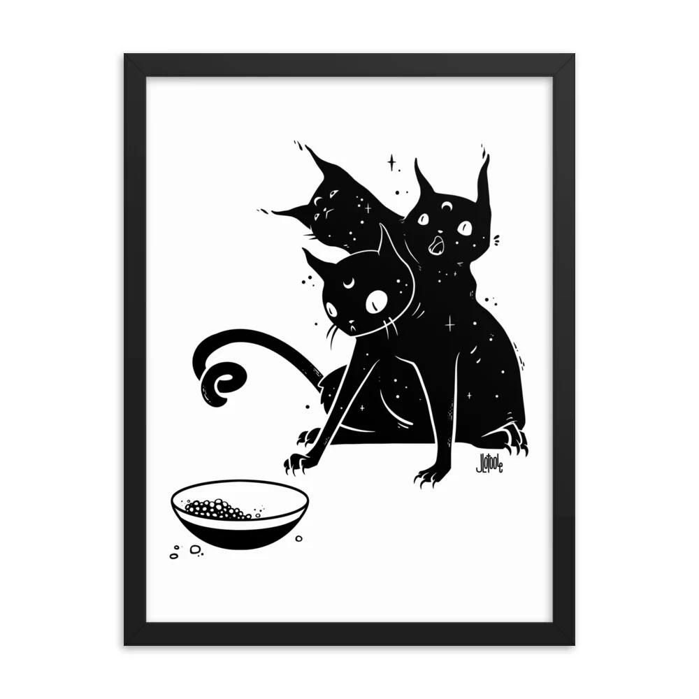 Hungry Three Headed Cat, Framed Art Print - Image 14