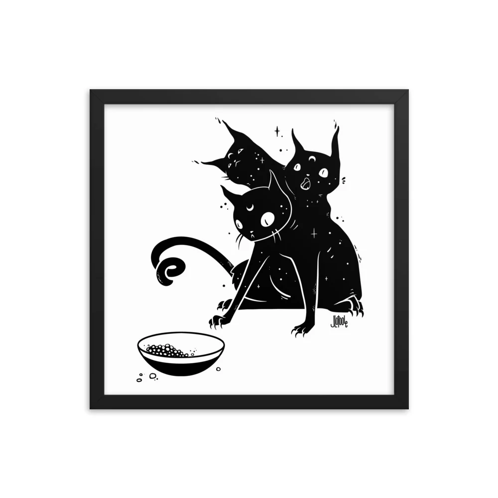 Hungry Three Headed Cat, Framed Art Print - Image 15