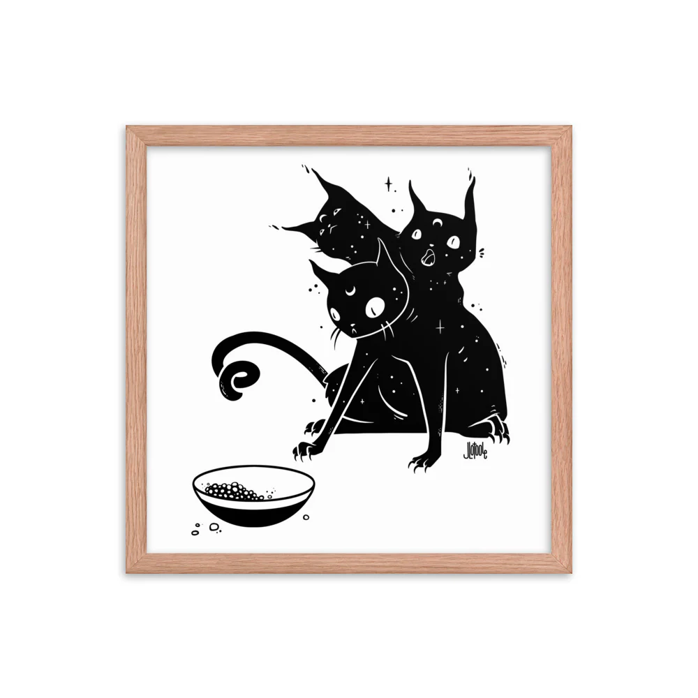 Hungry Three Headed Cat, Framed Art Print - Image 17