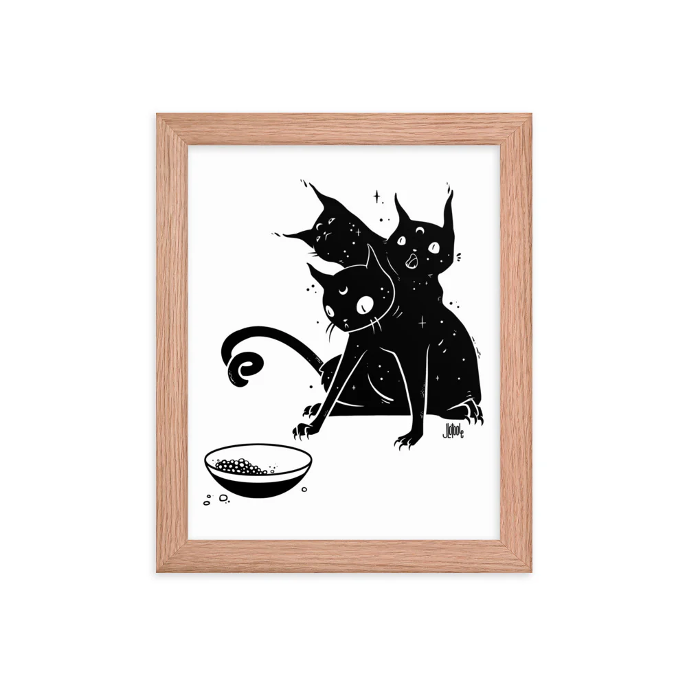 Hungry Three Headed Cat, Framed Art Print - Image 3