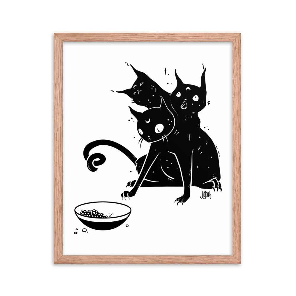 Hungry Three Headed Cat, Framed Art Print - Image 4