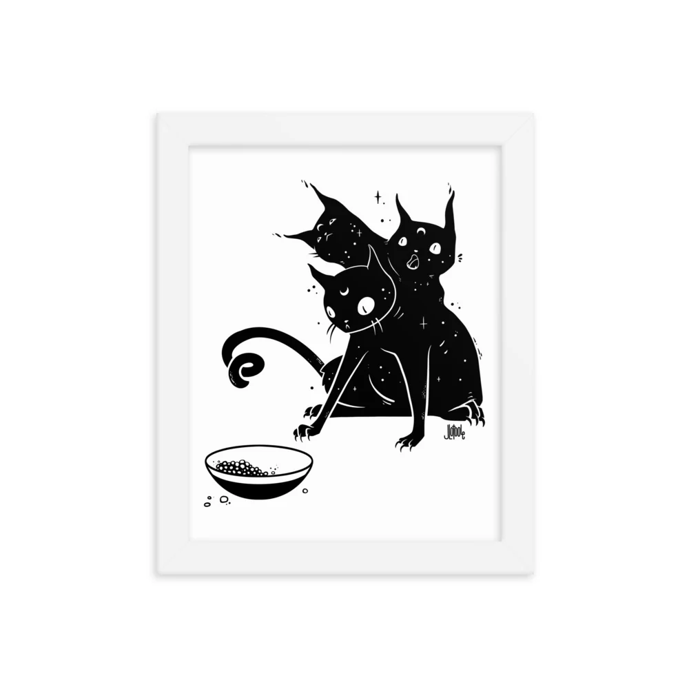 Hungry Three Headed Cat, Framed Art Print - Image 5