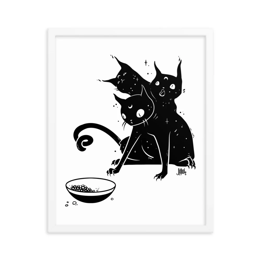 Hungry Three Headed Cat, Framed Art Print - Image 6