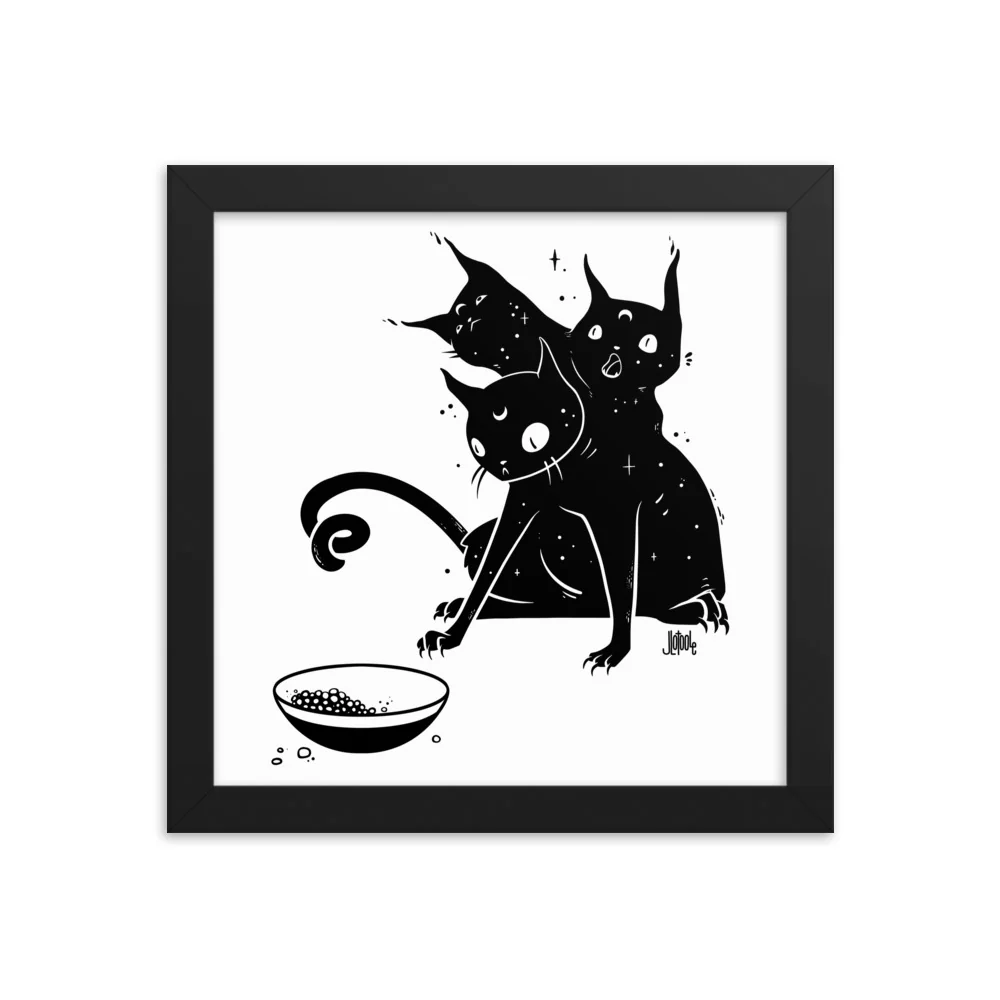 Hungry Three Headed Cat, Framed Art Print - Image 7