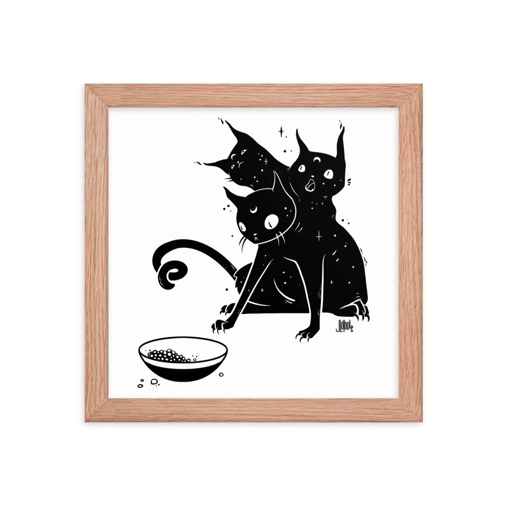 Hungry Three Headed Cat, Framed Art Print - Image 8