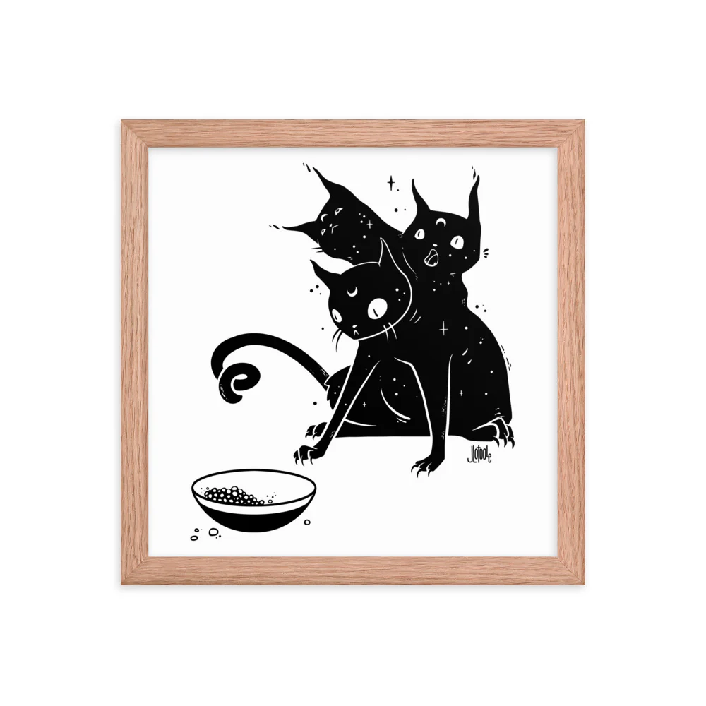 Hungry Three Headed Cat, Framed Art Print - Image 9