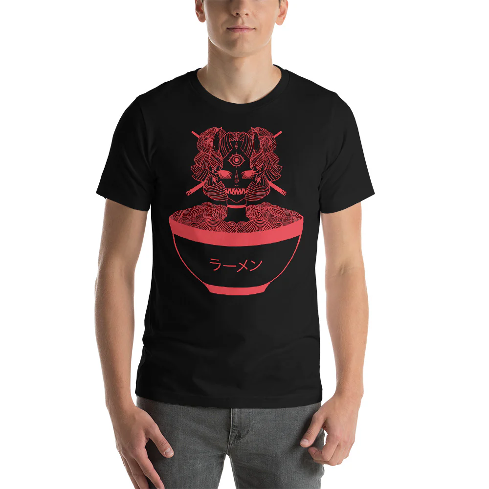 Monster Ramen, Black Unisex T-Shirt - Image 3