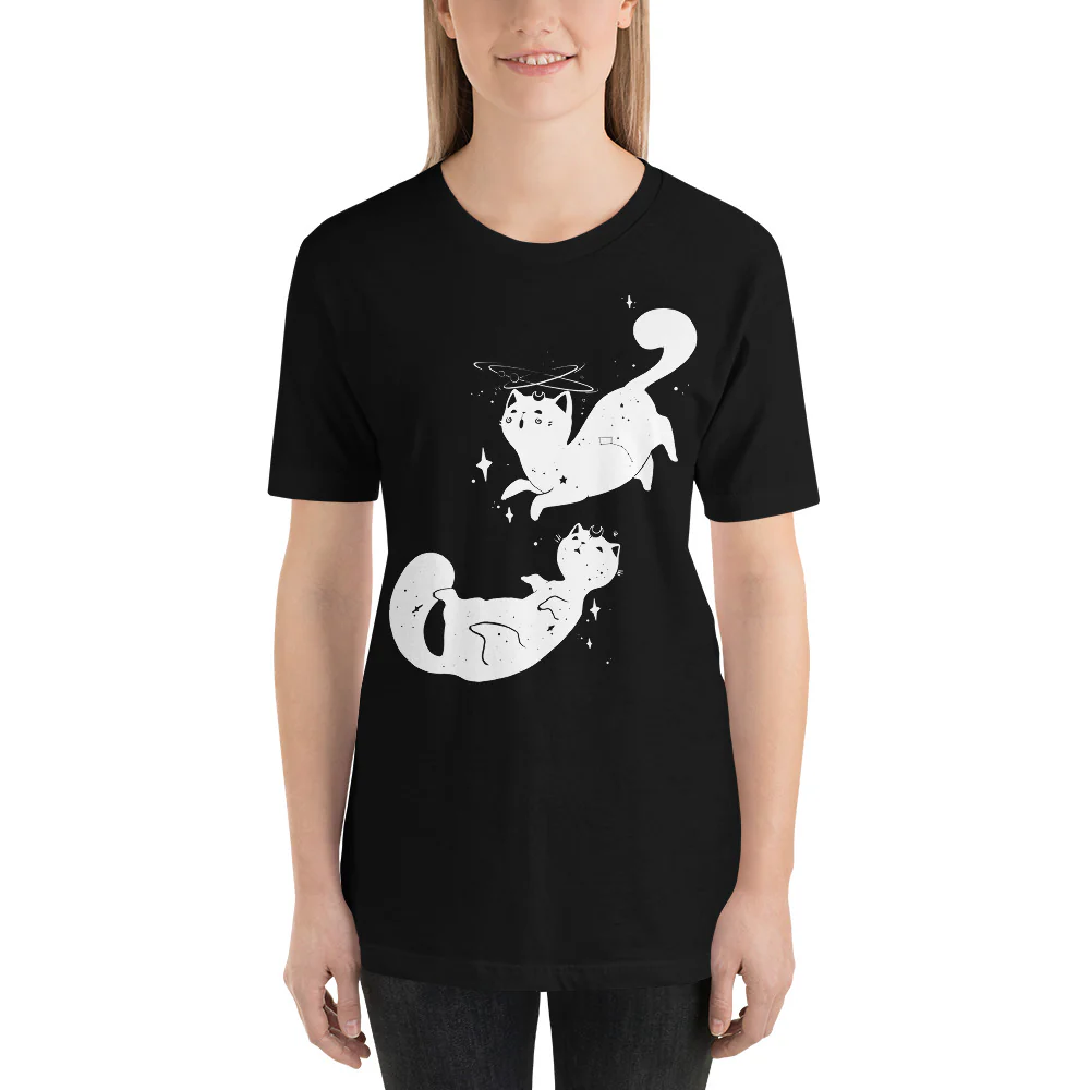 Space Cats Unisex T-Shirt, Black - Image 2