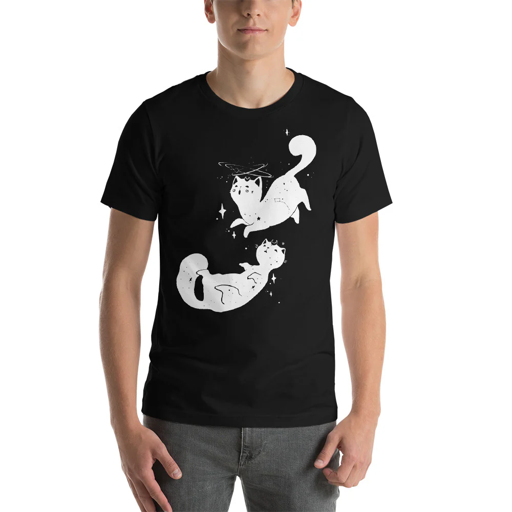 Space Cats Unisex T-Shirt, Black - Image 3