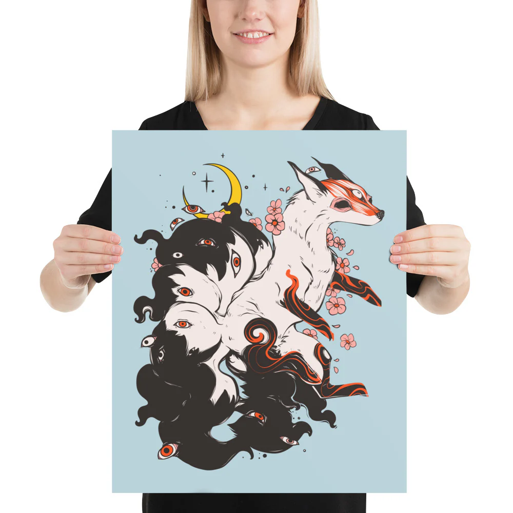 Kitsune Fox, Matte Art Print Poster - Image 2