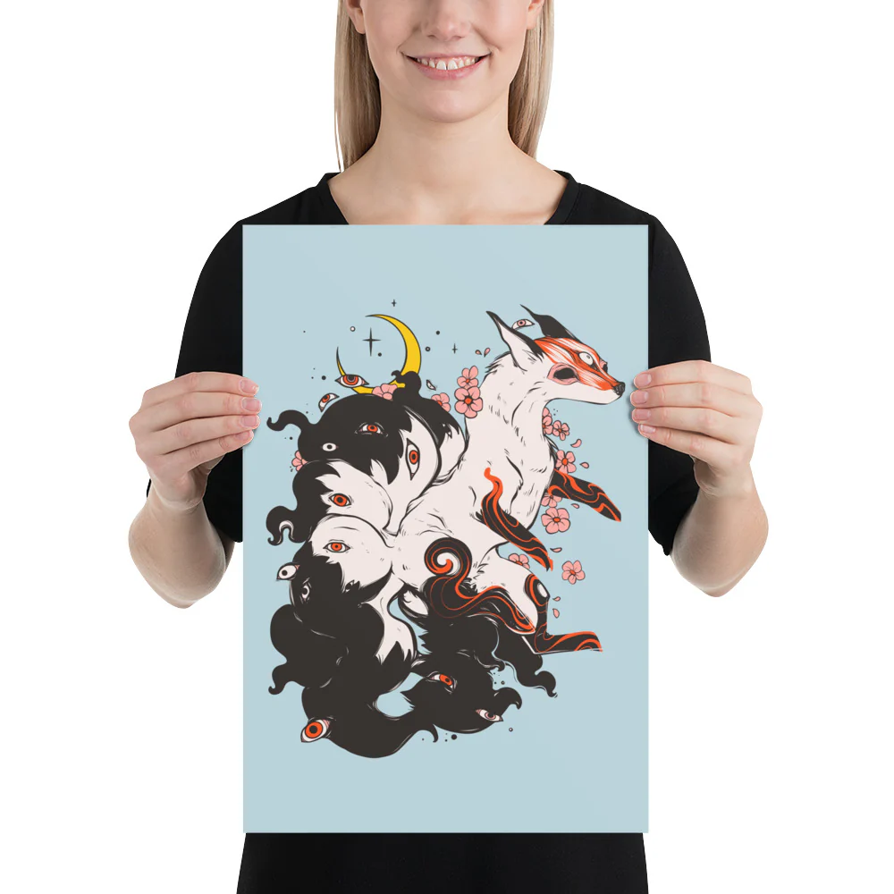 Kitsune Fox, Matte Art Print Poster - Image 6
