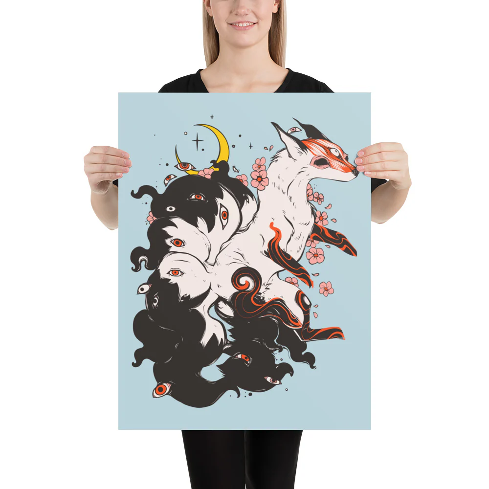 Kitsune Fox, Matte Art Print Poster - Image 8