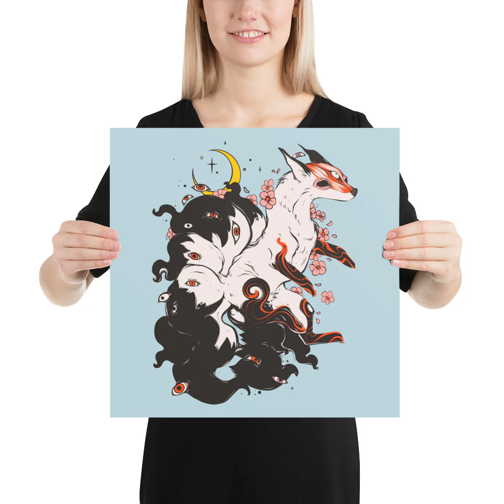 Kitsune Fox, Matte Art Print Poster - Image 9