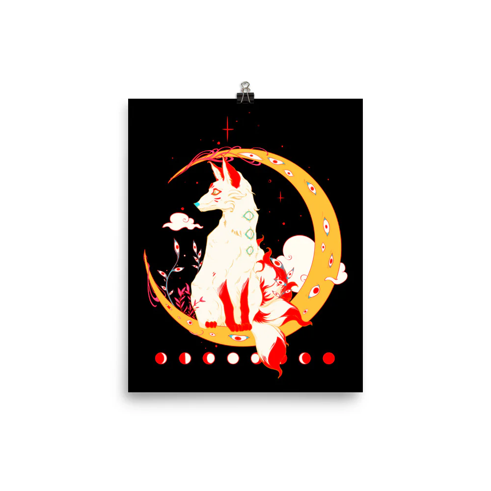 Light Kitsune Fox, Matte Art Print Poster - Image 2
