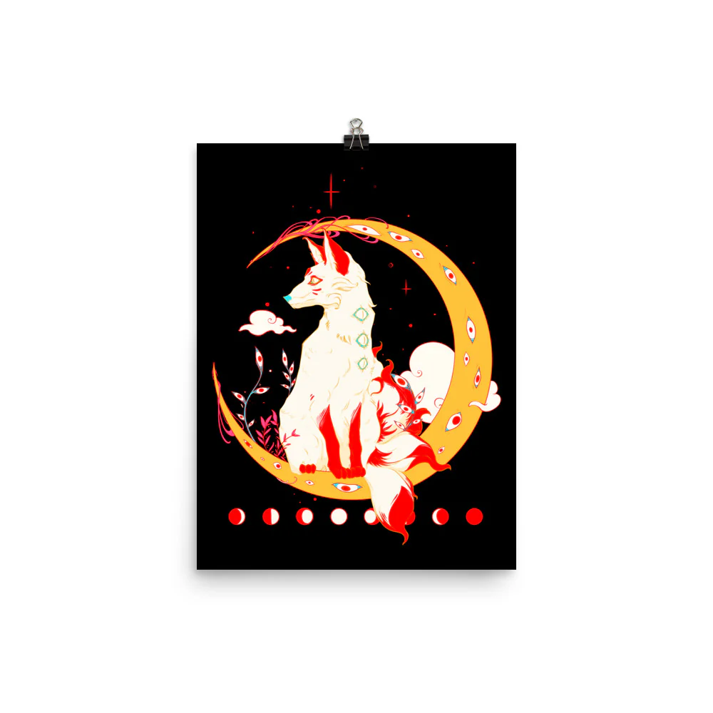 Light Kitsune Fox, Matte Art Print Poster - Image 3