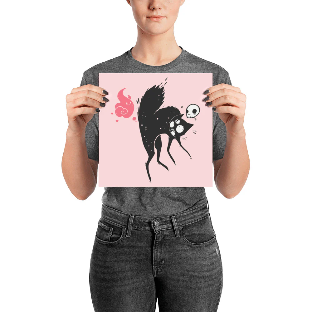 Kuro Black Cat Art Print Poster - Image 2