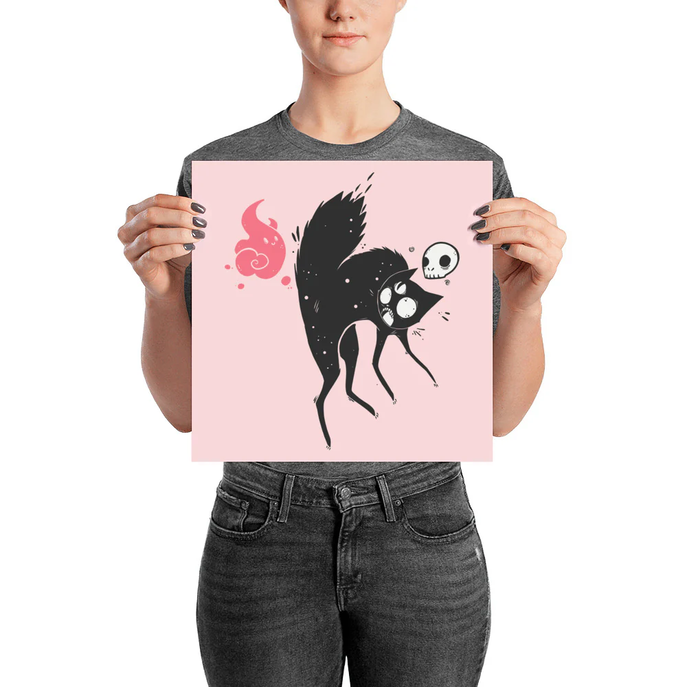 Kuro Black Cat Art Print Poster - Image 3